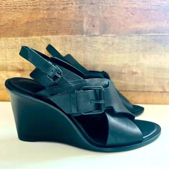 All Saints Elin Wedge Leather Sandals - Picture 2 of 8